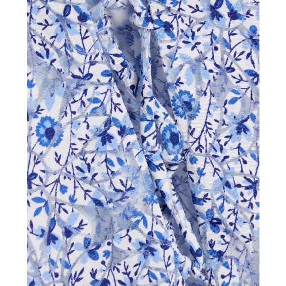 Rare Maje Burnout Romantic Garden Floral Long Sleeve Dress in Blue and White - Picture 6 of 6